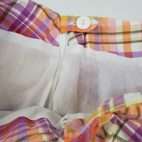 TALBOTS Pink Purple Orange Plaid Skirt Size 4 - Picture 2 of 13
